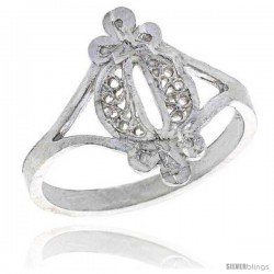 Sterling Silver Filigree Ring, 5/8 in