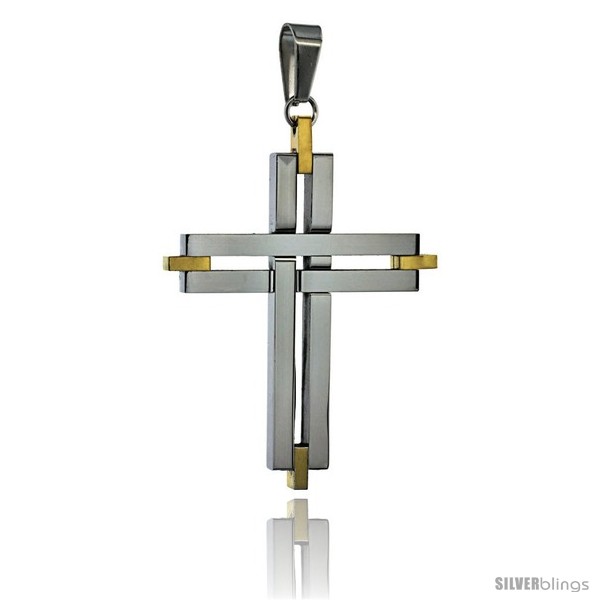 https://www.silverblings.com/3046-thickbox_default/stainless-steel-cross-pendant-2-tone-gold-finish-2-in-tall-w-30-in-chain.jpg