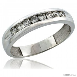 10k White Gold 8-Stone Men's Diamond Ring Band w/ 0.47 Carat Brilliant Cut Diamonds, 3/16 in. (5mm) wide