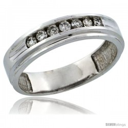 10k White Gold 7-Stone Ladies' Diamond Ring Band w/ 0.21 Carat Brilliant Cut Diamonds, 3/16 in. (5mm) wide