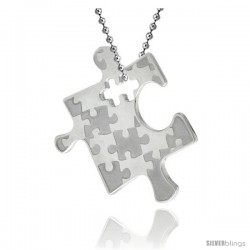 Stainless Steel Autism Awareness Puzzle Piece Pendant 1 1/8 tall