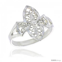 Sterling Silver Cross Filigree Ring, 3/4 in