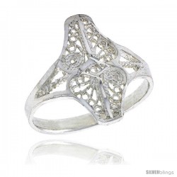 Sterling Silver Freeform Filigree Ring, 3/4 in -Style Fr463