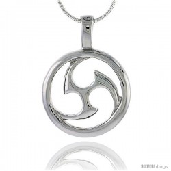 Stainless Steel Tomoe Pendant 1 in tall, w/ 30 in Chain