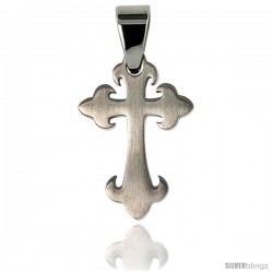 Stainless Steel Fleur de lis Cross Pendant 1 in tall, w/ 30 in Chain