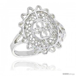 Sterling Silver Oval-shaped Filigree Ring, 3/4 in -Style Fr459