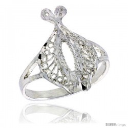 Sterling Silver Double Dolphin Filigree Ring, 3/4 in