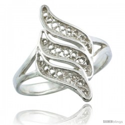 Sterling Silver Triple Swirl Filigree Ring, 3/4 in