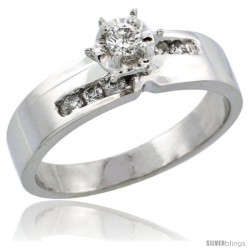 10k White Gold Diamond Engagement Ring w/ 0.18 Carat Brilliant Cut Diamonds, 3/16 in. (5mm) wide