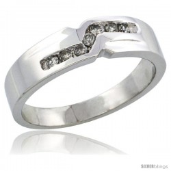 10k White Gold Ladies' Diamond Ring Band w/ 0.13 Carat Brilliant Cut Diamonds, 3/16 in. (5mm) wide