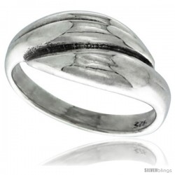 Sterling Silver Grooved Dome Ring 3/8 wide