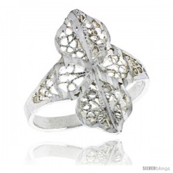 Sterling Silver Filigree Clover Ring, 3/4 in