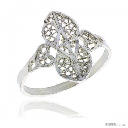 Sterling Silver Filigree Clover Ring, 3/4 in -Style Fr468