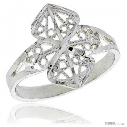 Sterling Silver Filigree Clover Ring, 3/4 in -Style Fr469