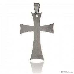 Stainless Steel Cross Pendant 1 1/2 in tall, w/ 30 in Chain -Style Pss5b