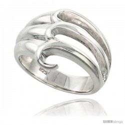 Sterling Silver Designer Wave Ring Flawless finish 3/4 in wide