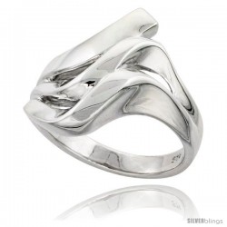 Sterling Silver Designer Domed Wave Ring Flawless finish 3/4 in wide