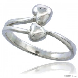 Sterling Silver Double Heart Ring Flawless finish 1/2 in wide