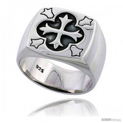 Sterling Silver Cross Patonce Men's Ring Flawless Finish, 5/8 in wide