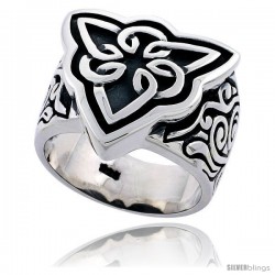 Sterling Silver Gent's Triquetra Celtic Knot Ring Flawless Finish 3/4 in wide