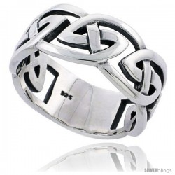 Sterling Silver Gent's Celtic Knot Wedding Band Ring Flawless Finish 3/8 in wide