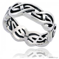 Sterling Silver Gent's Celtic Knot Wedding Band Ring Flawless Finish 5/16 in wide -Style Trp527