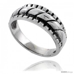 Sterling Silver Rope Design Wedding Band Ring