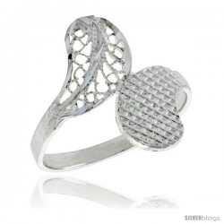 Sterling Silver Leaf Filigree Ring, 3/4 in