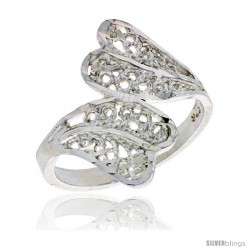 Sterling Silver Fan-shaped Filigree Ring, 3/4 in -Style Fr475