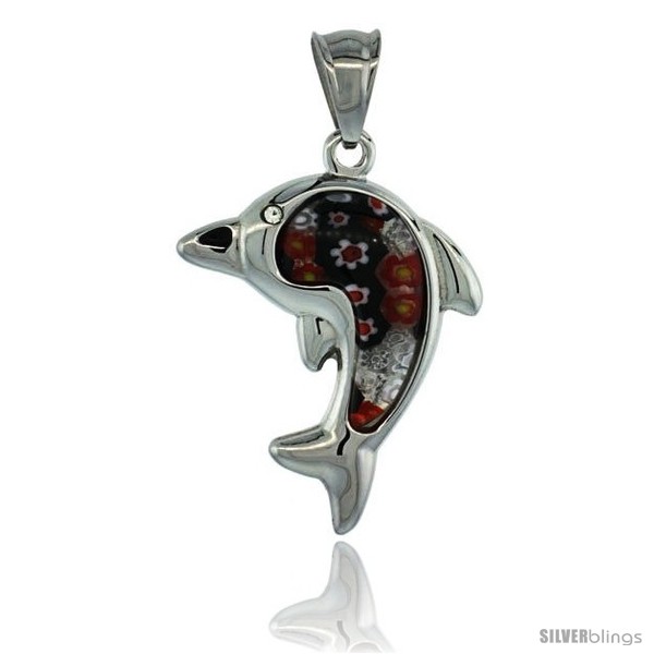 https://www.silverblings.com/3088-thickbox_default/stainless-steel-millefiori-dolphin-pendant-1-3-16-in-tall-w-30-in-chain.jpg