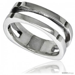 Sterling Silver Center Cut-out Ring 3/8 wide