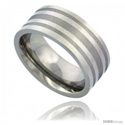 Surgical Steel 9mm Wedding Band Ring 3 Stripes Comfort-Fit