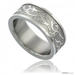 Surgical Steel 8mm Tribal Design Ring Wedding Band