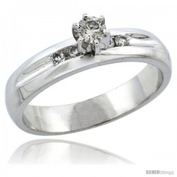 10k White Gold Diamond Engagement Ring w/ 0.25 Carat Brilliant Cut Diamonds, 3/16 in. (4.5mm) wide