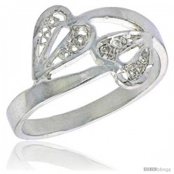 Sterling Silver Double Heart Filigree Ring, 1/2 in -Style Fr493