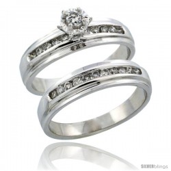 10k White Gold 2-Piece Diamond Engagement Ring Band Set w/ 0.37 Carat Brilliant Cut Diamonds, 3/16 in. (5mm) wide