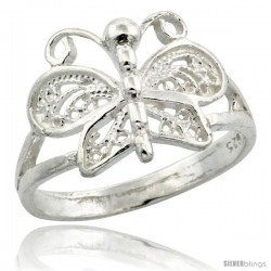 Sterling Silver Butterfly Filigree Ring, 1/2 in