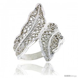 Sterling Silver Leaf Filigree Ring, 1 in