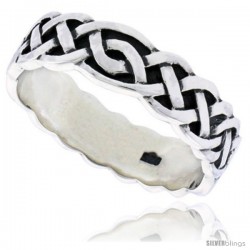 Sterling Silver Gent's Celtic Knotwork Interlace Ring Flawless finish 1/4 in wide