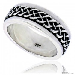 Sterling Silver Gent's Celtic Braid Wedding Ring Flawless finish 3/8 in wide