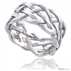 Sterling Silver Men's Woven Ring Flawless finish 1/2 in wide