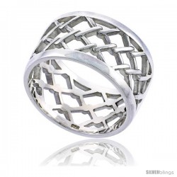 Sterling Silver Men's Chain Link Fence Wedding Ring Flawless finish 1/2 in wide