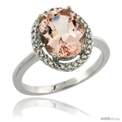 14k White Gold Diamond Morganite Ring 2.4 ct Oval Stone 10x8 mm, 1/2 in wide -Style Cw413114