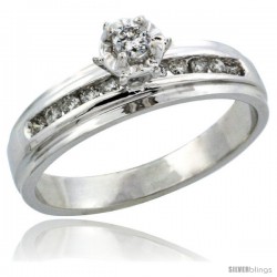 10k White Gold Diamond Engagement Ring w/ 0.20 Carat Brilliant Cut Diamonds, 3/16 in. (5mm) wide