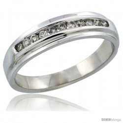 10k White Gold Ladies' Diamond Ring Band w/ 0.17 Carat Brilliant Cut Diamonds, 3/16 in. (5mm) wide