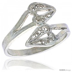 Sterling Silver Double Heart Filigree Ring, 1/2 in