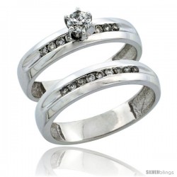 10k White Gold 2-Piece Diamond Engagement Ring Band Set w/ 0.37 Carat Brilliant Cut Diamonds, 5/32 in. (4mm) wide