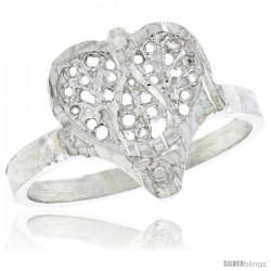 Sterling Silver Filigree Heart Ring, 1/2 in