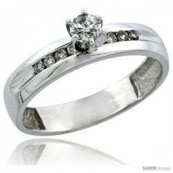 10k White Gold Diamond Engagement Ring w/ 0.26 Carat Brilliant Cut Diamonds, 5/32 in. (4mm) wide