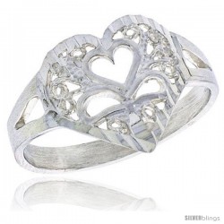 Sterling Silver Filigree Heart Ring, 1/2 in -Style Fr488